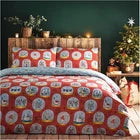 furn. Twelve Days of Christmas Duvet Cover Set, Cotton 50% Polyester, Red, 3pcs,